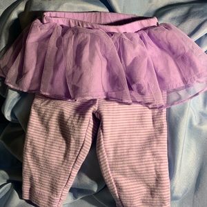 Purple striped baby pants with attached net skirt